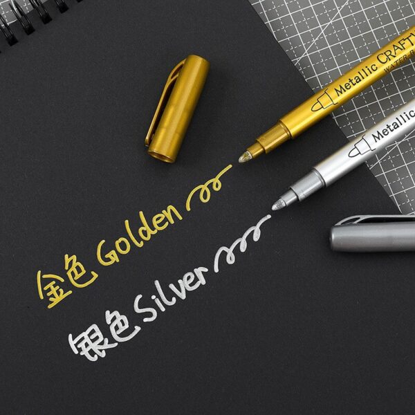 1/2Pc Brush Metallic Marker Pens Permanent Gold Silver Color Art Marker For Crafts Manga Scrapbooking School Stationery Supplies - Image 3