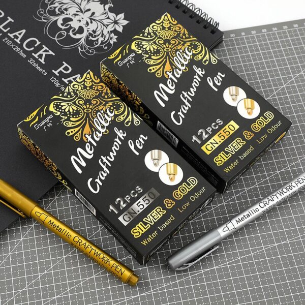 1/2Pc Brush Metallic Marker Pens Permanent Gold Silver Color Art Marker For Crafts Manga Scrapbooking School Stationery Supplies - Image 5