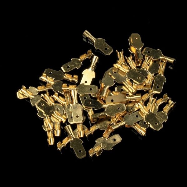 100Pcs/Lot 2.8/4.8/6.3mm Female Male Crimp Terminal Wire Connector Gold Brass/Silver Car Speaker Electrical Cable Terminals Kit - Image 3
