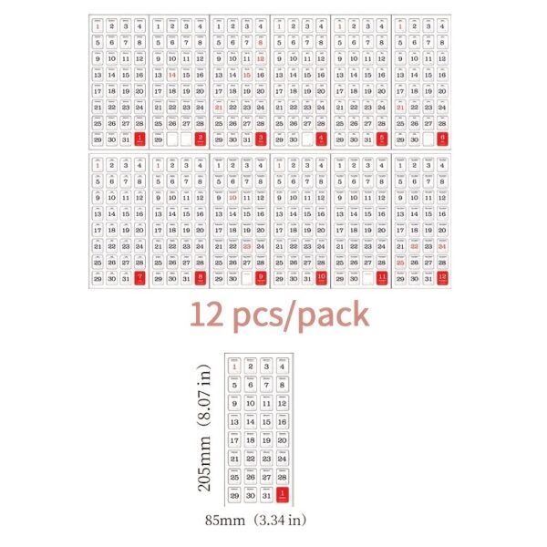 12pcs/pack 365 days notebook background decoration calendar note stickers Planner hand made Collage material - Image 4