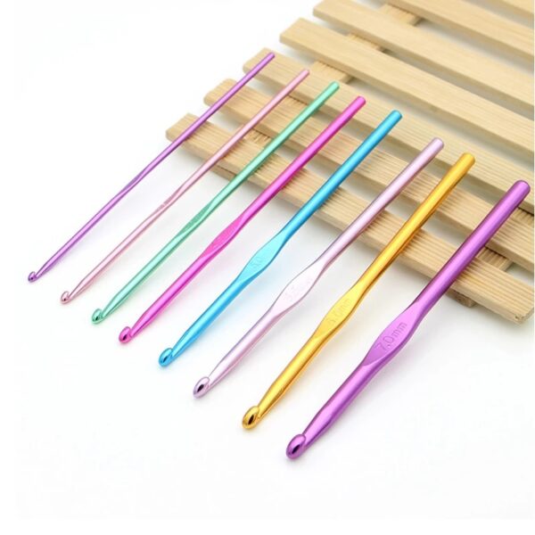 14 Sizes 2-10mm Multicolor Aluminum Handle Crochet Hooks for Crocheting, , Knitting Needles for Yarn Craft, - Image 6