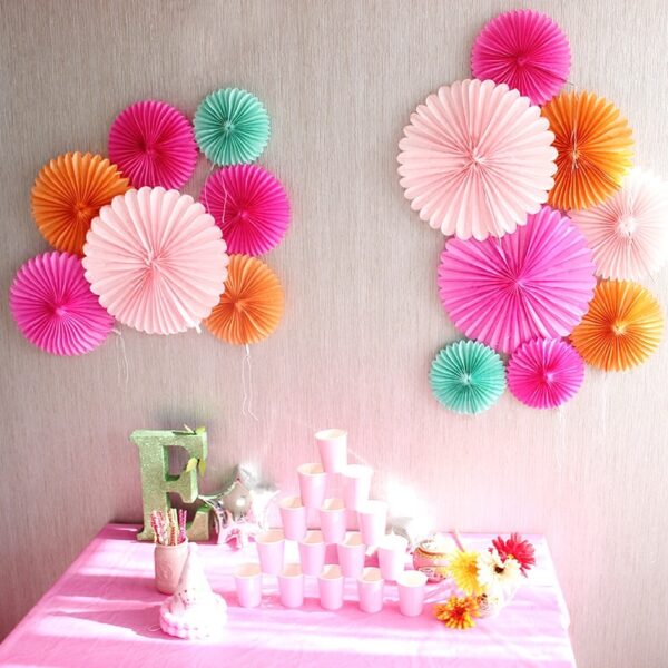 15cm 20cm 25cm 30cm 40cm Tissue Paper Fans Pinwheels Hanging Flower Paper Crafts for Baby Showers Wedding Party Decoration