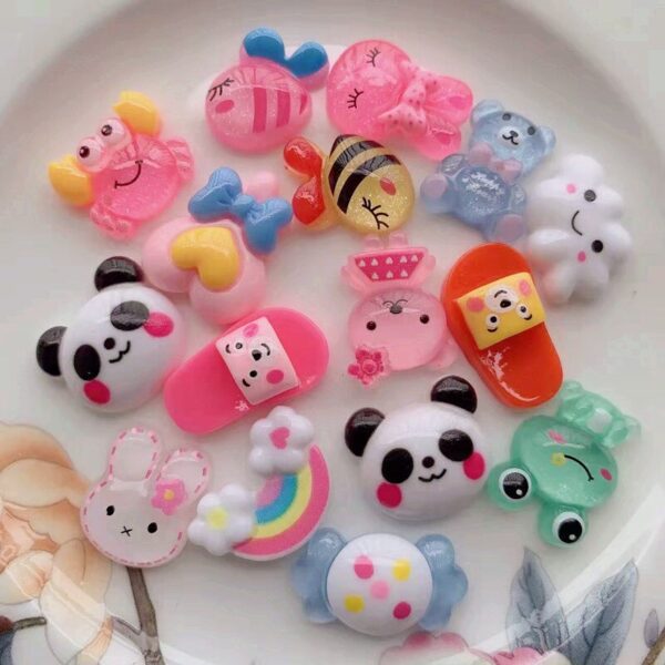 16 Pcs/Bag Mixed Style Color Resin Cute Animal Nail Art Phone Case Hairpin Fridge Handmade DIY Charms Accessory Decoration