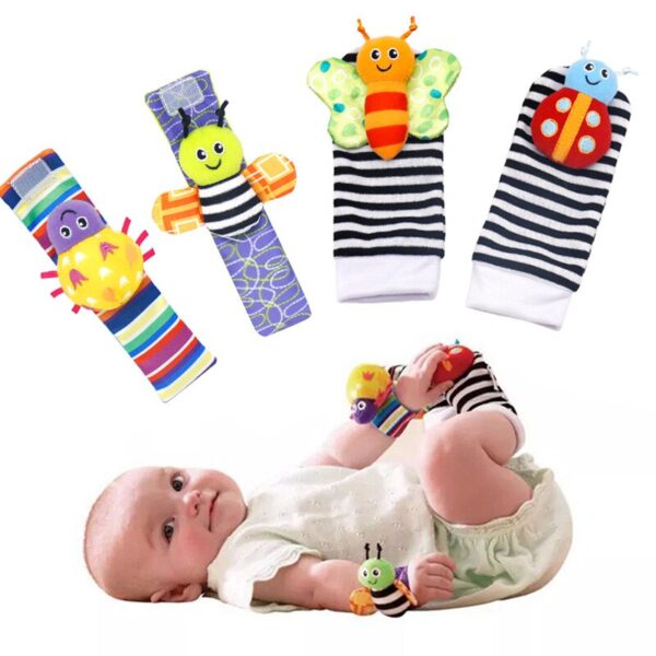 1PCS Baby Rattle Toys Baby Watch Strap Animals Wrist Rattle Foot Finder Socks 0~12 Months for Infant Boy Girl Newborn Gift