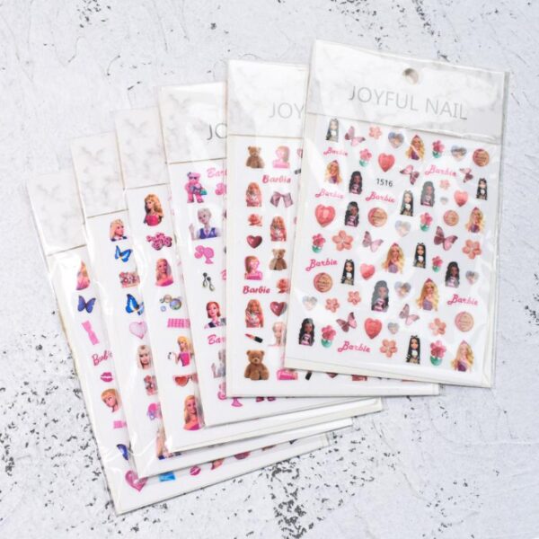 1Pcs Diy Barbie Kawaii Nail Stickers Anime Children Girls Cartoon Cute Doll Nails Art Patch Decals Manicure Decoration Gifts Toy - Image 2