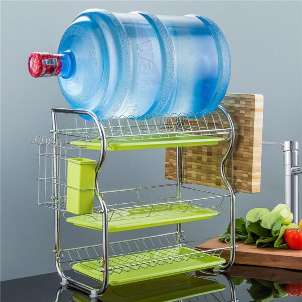 2/3 Tiers Dish Drainer Glasses Holder Drying Racks with Tray Basket Plate Cutting Board Knife Holder Home Kitchen Sink Organizer - Image 3