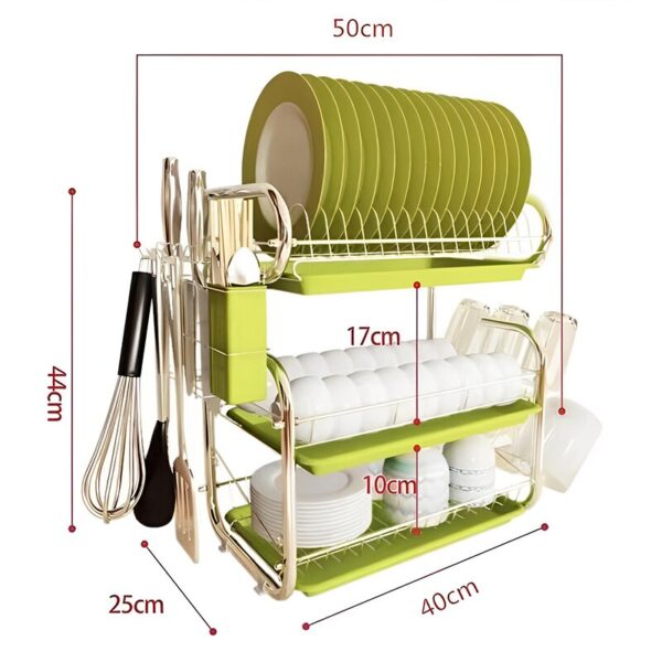 2/3 Tiers Dish Drainer Glasses Holder Drying Racks with Tray Basket Plate Cutting Board Knife Holder Home Kitchen Sink Organizer - Image 6