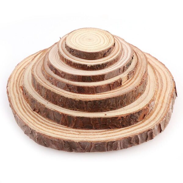 3-12cm Thick 1 Pack Natural Pine Round Unfinished Wood Slices Circles With Tree Bark Log Discs DIY Crafts Wedding Party Painting - Image 2
