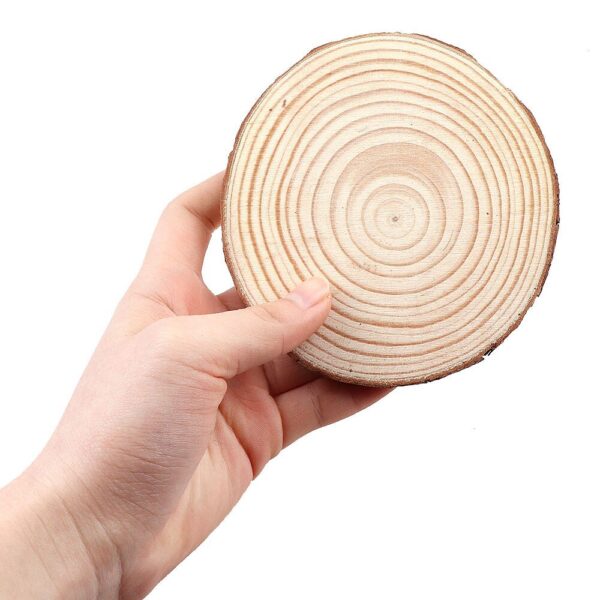 3-12cm Thick 1 Pack Natural Pine Round Unfinished Wood Slices Circles With Tree Bark Log Discs DIY Crafts Wedding Party Painting - Image 3