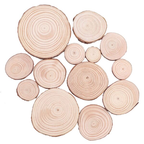 3-12cm Thick 1 Pack Natural Pine Round Unfinished Wood Slices Circles With Tree Bark Log Discs DIY Crafts Wedding Party Painting - Image 5