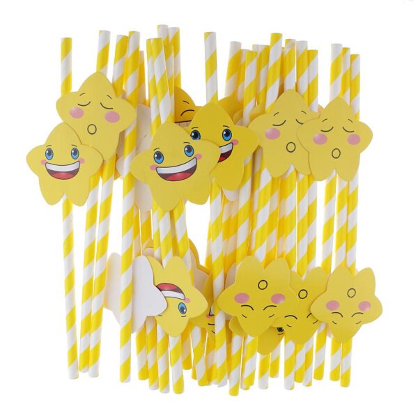 30pcs Yellow Paper Disposable Drinking Straws for Party Baby Shower Decor - Image 2