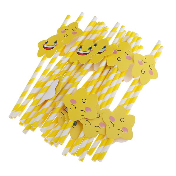 30pcs Yellow Paper Disposable Drinking Straws for Party Baby Shower Decor - Image 3