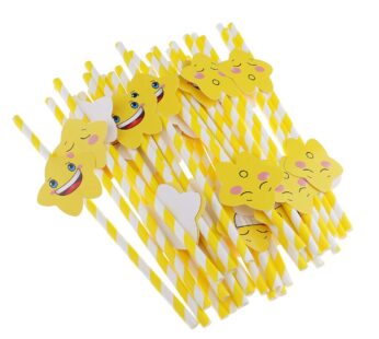 30pcs Yellow Paper Disposable Drinking Straws for Party Baby Shower Decor