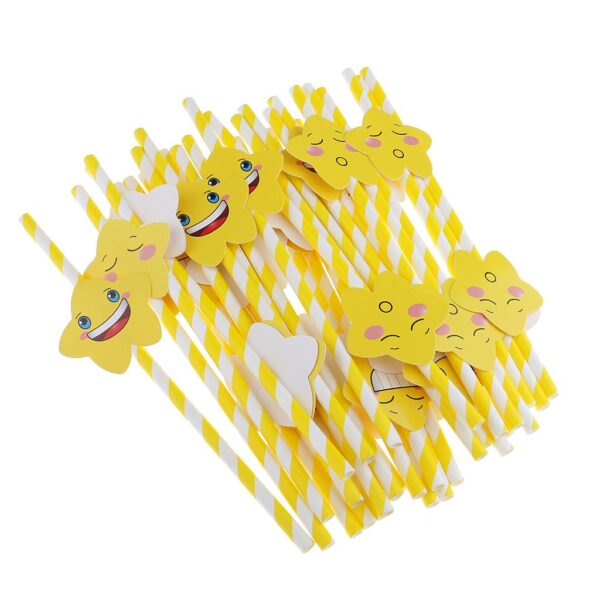 30pcs Yellow Paper Disposable Drinking Straws for Party Baby Shower Decor