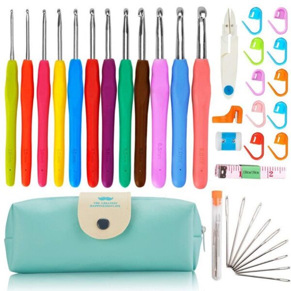 38pcs/set Crochet Hooks Set Crochet LargeEye Blunt Yarn Weave Knitting Needles Kit Needle Set Weave Craft Tools With Bag - Image 2