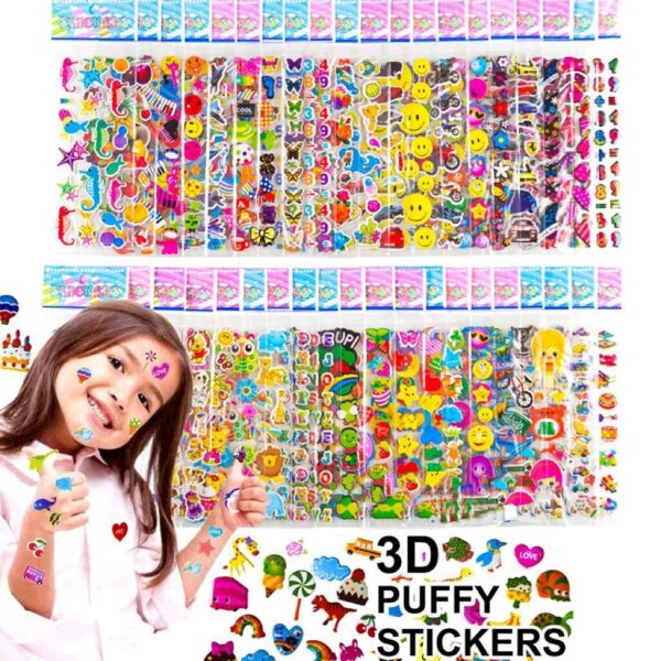 40 Mixed Packs Kids Stickers Puffy Bulk Stickers for Girl Boy Birthday Gift Scrapbooking Animals Cartoon