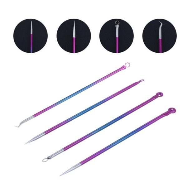 4PCS Acne Blackhead Comedone Black Spot Pimple Blemish Remover Skin Care Women Beauty Acne Treatment Pore Cleanser Needle Hook - Image 2