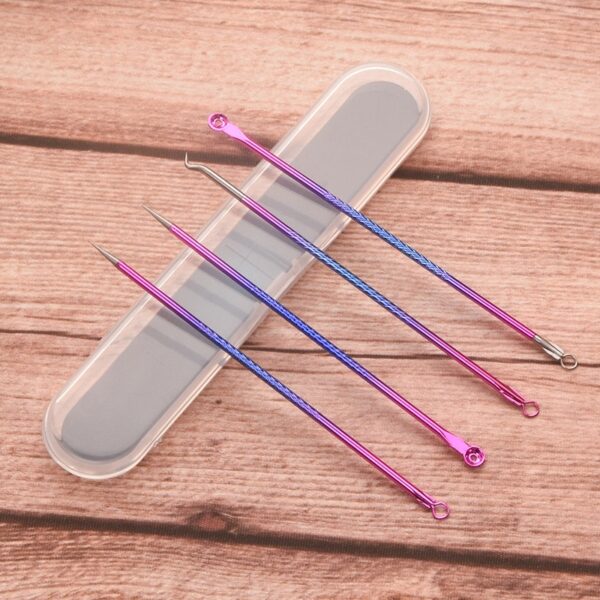 4PCS Acne Blackhead Comedone Black Spot Pimple Blemish Remover Skin Care Women Beauty Acne Treatment Pore Cleanser Needle Hook - Image 3