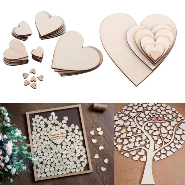 50/100/200 pcs Blank Love Heart Wood Slices Discs Unfinished Natural DIY Crafts Supplies Wedding Love Heart Handmade Decorative - Image 5