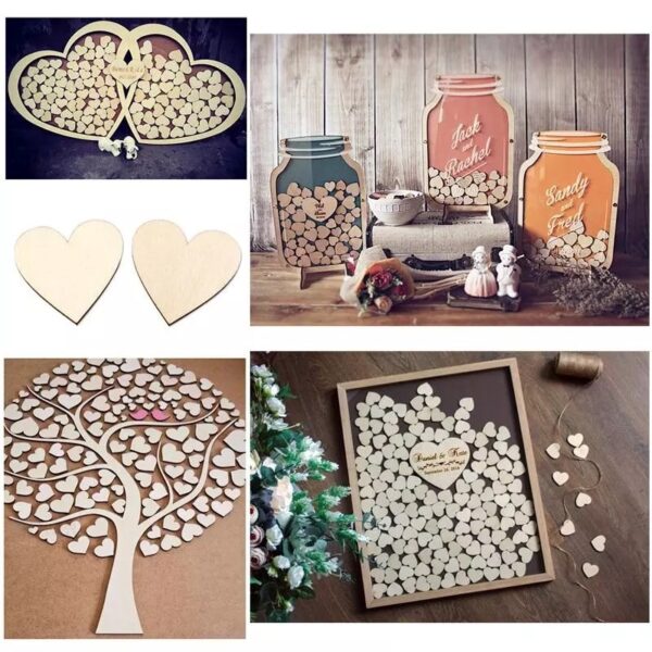 50/100/200 pcs Blank Love Heart Wood Slices Discs Unfinished Natural DIY Crafts Supplies Wedding Love Heart Handmade Decorative - Image 6
