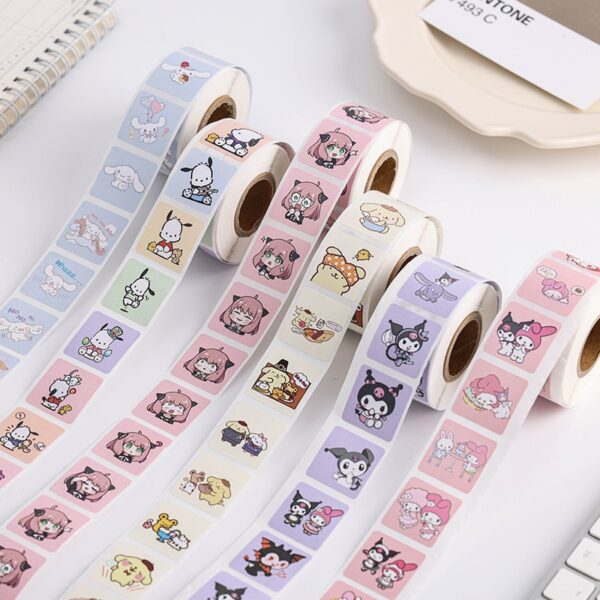 500Pcs/Roll Sanrio Stickers Kawaii Hello Kitty Melody Kuromi Cinnamoroll Luggage Graffiti Decals Kid Toy Decoration Sticker Gift - Image 3