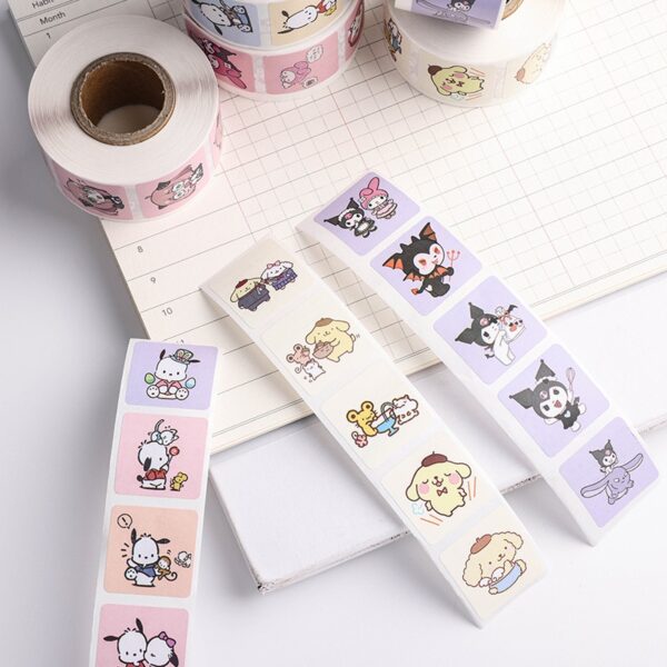 500Pcs/Roll Sanrio Stickers Kawaii Hello Kitty Melody Kuromi Cinnamoroll Luggage Graffiti Decals Kid Toy Decoration Sticker Gift - Image 4
