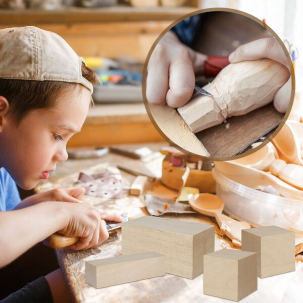 6 Pcs of basswood carving block natural smooth unfinished wood block carving art supplies beginner DIY wood crafts - Image 2