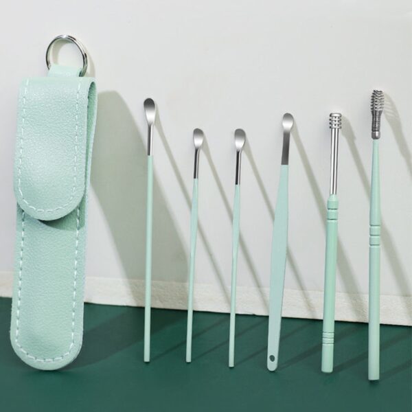 6PCS Stainless Steel Earpick Ear Cleaner Spoon Ear pick Ear Wax Removal Tool Kit Ear Spoon Care for Baby Adults Ear Care Set - Image 2
