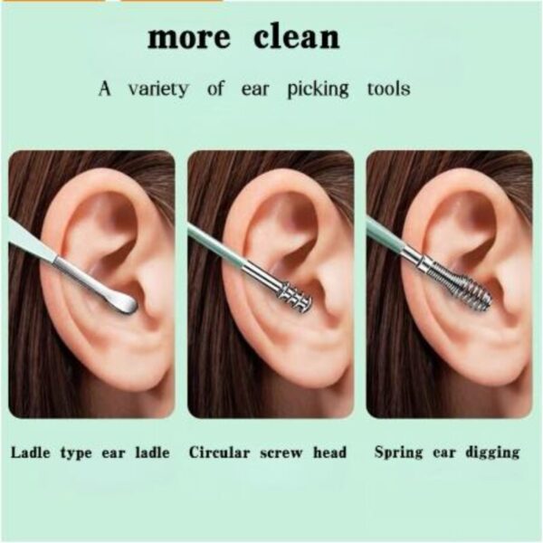 6PCS Stainless Steel Earpick Ear Cleaner Spoon Ear pick Ear Wax Removal Tool Kit Ear Spoon Care for Baby Adults Ear Care Set - Image 4