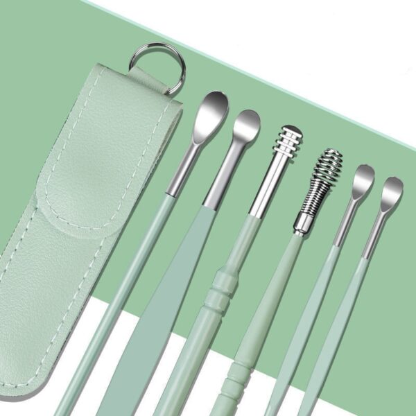 6PCS Stainless Steel Earpick Ear Cleaner Spoon Ear pick Ear Wax Removal Tool Kit Ear Spoon Care for Baby Adults Ear Care Set - Image 5