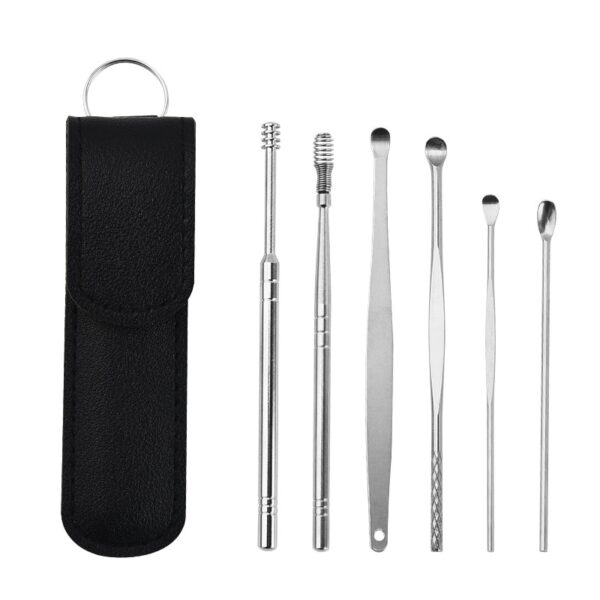 6PCS Stainless Steel Earpick Ear Cleaner Spoon Ear pick Ear Wax Removal Tool Kit Ear Spoon Care for Baby Adults Ear Care Set - Image 6