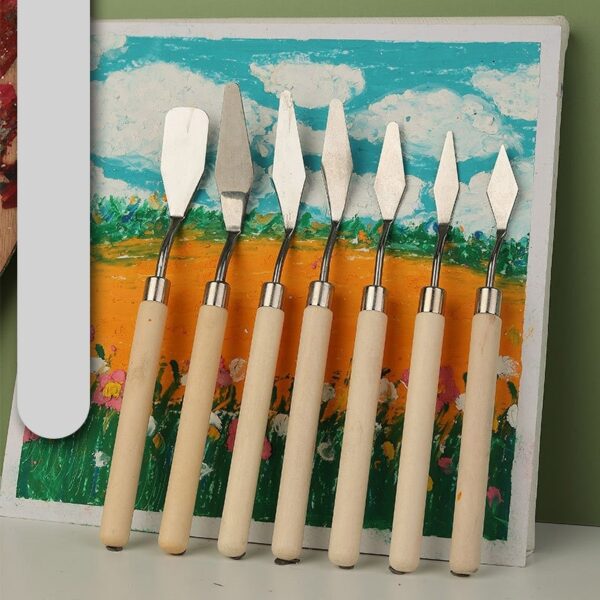 7Pcs Stainless Steel Oil Painting Knives Artist Crafts Spatula Palette Knife Mixing Knife Scraper Art Tools - Image 2