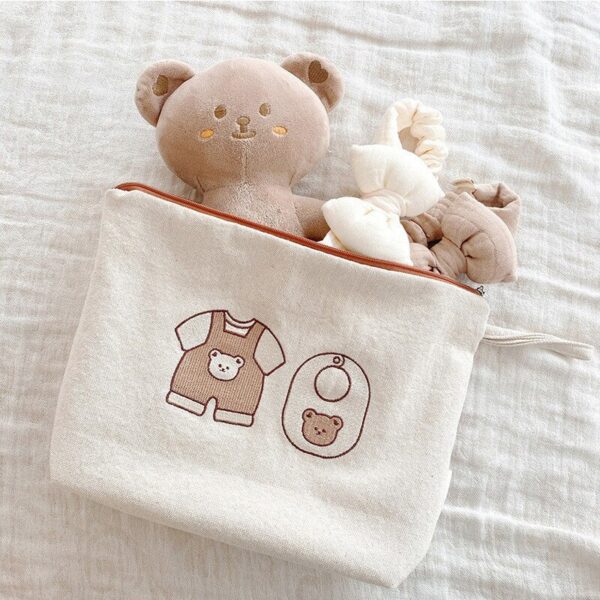 7pcs/set Baby Diaper Bag Canvas Portable Mommy Bag for Newborn Baby Items Nappy Caddy Bag Multifunctional Travel Cosmetic Bags - Image 5