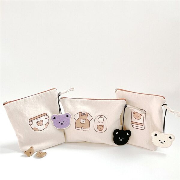 7pcs/set Baby Diaper Bag Canvas Portable Mommy Bag for Newborn Baby Items Nappy Caddy Bag Multifunctional Travel Cosmetic Bags - Image 6
