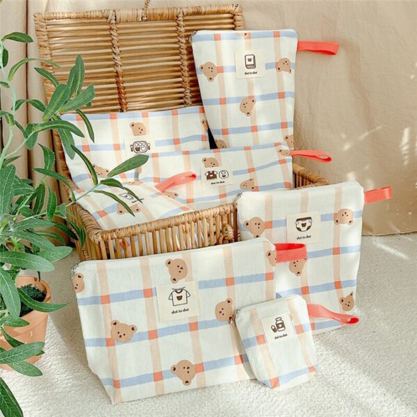 7pcs/set Baby Diaper Bag Canvas Portable Mommy Bag for Newborn Baby Items Nappy Caddy Bag Multifunctional Travel Cosmetic Bags