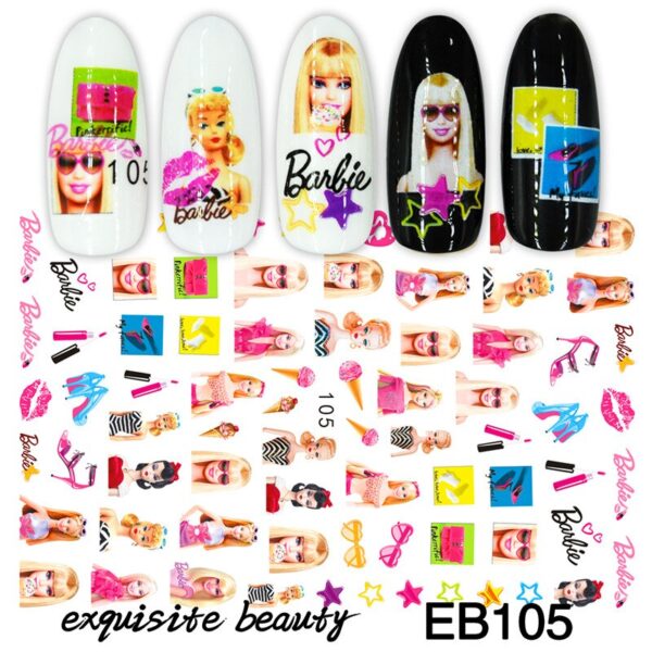 Anime Barbie Party Princess Cartoon Children Nail Art Sticker Kawaii Y2K Girls Diy Toy Waterproof Sticker Case Bag Decor Gifts - Image 3