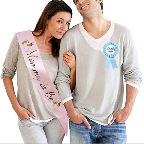 Baby Shower Decoration Mommy To Be Dad To Be Blue/pink Badge Shoulder Strap Sash Set Baby Gender Reveal Gifts Birthday Supplies - Image 3
