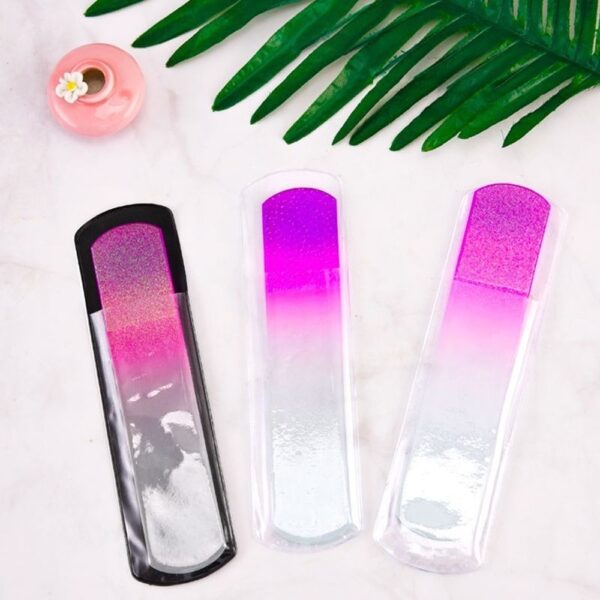 Beauty Salon Sand Blasting Big Glass Nail File Block Custom Logo Nail File Tempered Glass - Image 2