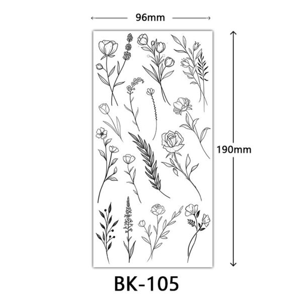 Black Flower Tattoo Sketch Tattoo Sticker Rose Blossom Tattoo Temporary Waterproof Fake Tattoo For Woman Art Tatoo Sticker - Image 5