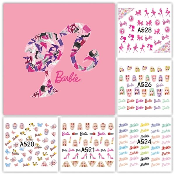 Cartoon Barbie Nail Stickers for Female Kawaii Princess Y2K Girls Tearable Nail Art Watermark Stickers Children Diy Toy Gifts