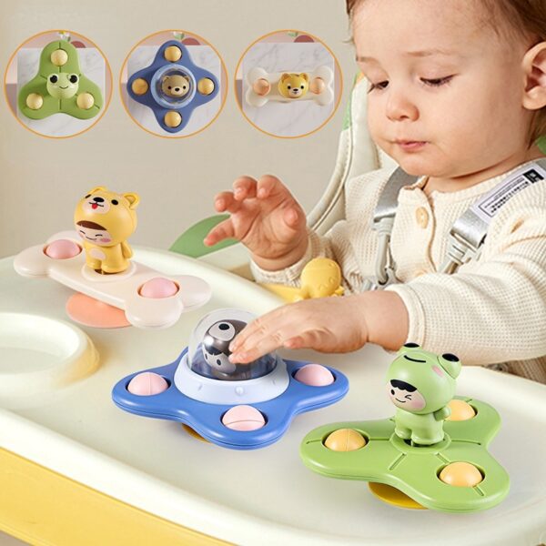 Cartoon Rotating Rattles Baby Toys 0-12M Suction Cup Spinner Toys for 1 2 3 Years Old Boys Girls Interactive Bath Toys for Kids