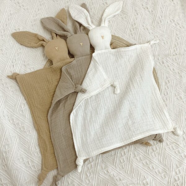 Cute Baby Rattle Bunny Muslin Towel Newborn Soft Cotton Sleeping Dolls Burp Soothing Cloth Blanket Educational Plush Rabbit - Image 3