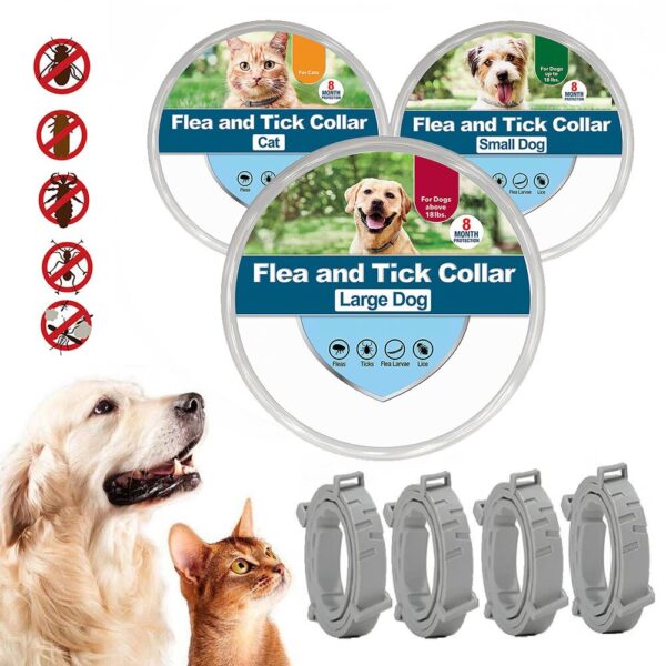 Dog Anti Flea Ticks Collar 8 Month Protection Retractable Pet Collars for Puppy Cat Large Dogs Prevention Mosquitoes Accessories