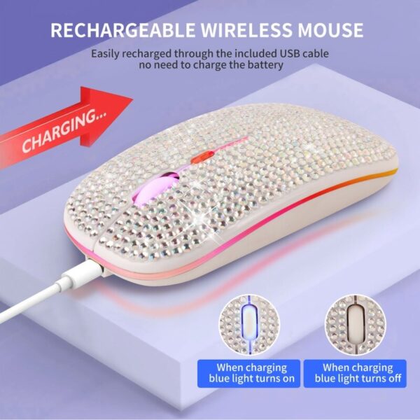 Dual Mode Wireless Mouse Electronic Bluetooth 2.4Ghz Mute Diamond-studded Mause for Notebook PC Laptop Compute Kids Friends Gift - Image 3