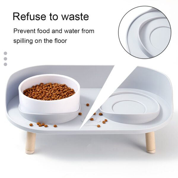 Food Feeders Pet Cat Double Bowls Feeder Adjustable Height Cats Dogs Drinker Water Bowl Dish Elevated Feeding Kitten Supplies - Image 2