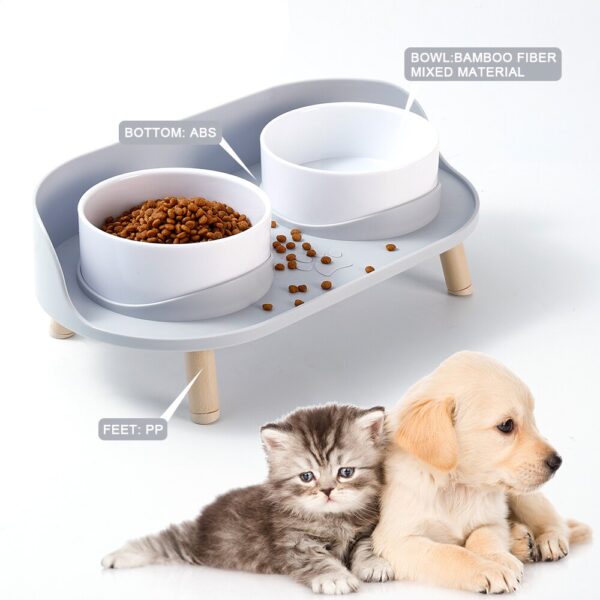 Food Feeders Pet Cat Double Bowls Feeder Adjustable Height Cats Dogs Drinker Water Bowl Dish Elevated Feeding Kitten Supplies - Image 3