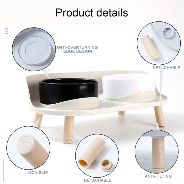 Food Feeders Pet Cat Double Bowls Feeder Adjustable Height Cats Dogs Drinker Water Bowl Dish Elevated Feeding Kitten Supplies - Image 5