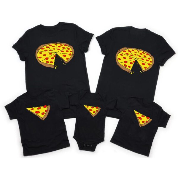 Funny Pizza Print Father Mother Kids T-Shirt Baby Bodysuit Cotton Summer Family Matching Outfits Mom Dad Children Match Clothes - Image 3