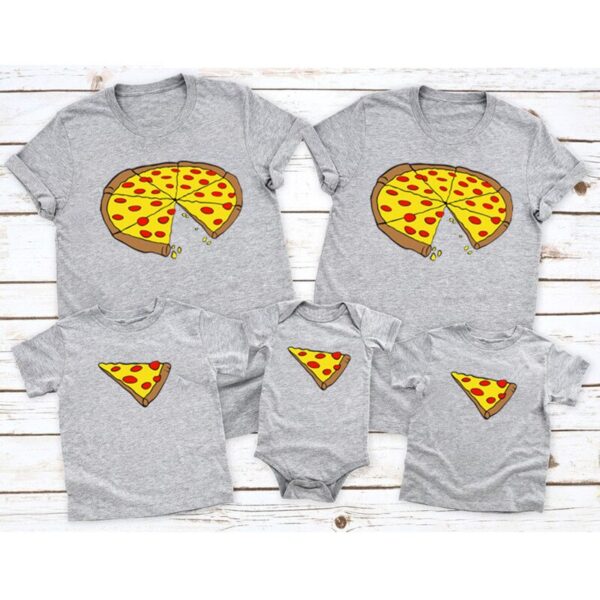 Funny Pizza Print Father Mother Kids T-Shirt Baby Bodysuit Cotton Summer Family Matching Outfits Mom Dad Children Match Clothes - Image 4