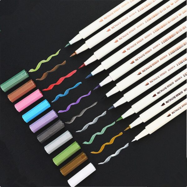 High quality 10 Colors Metallic Art Markers pen DIY Crafts Soft Brush Pen School office School student art supplies - Image 6